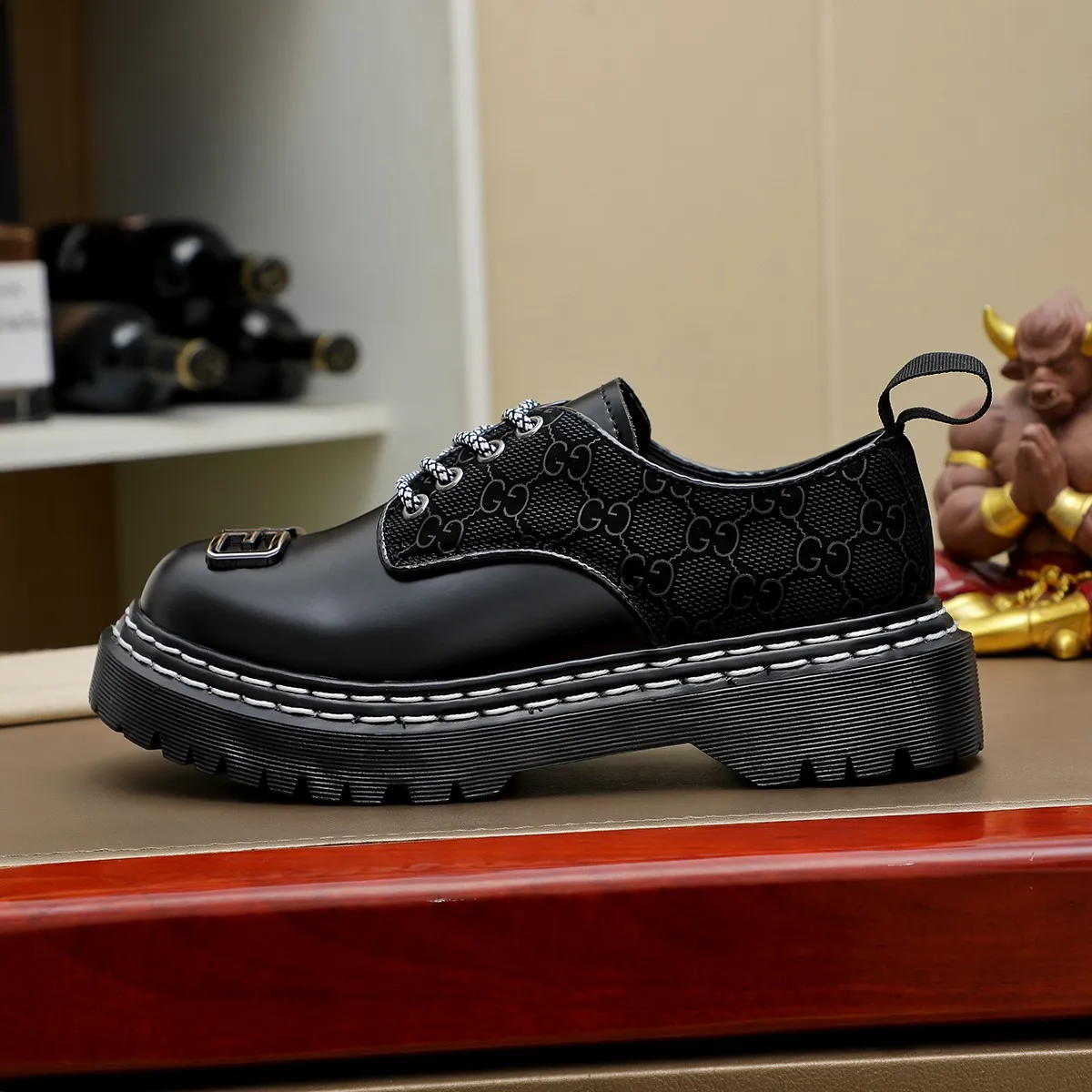 Men's shoes 💰420 💰💰🎩🎩[GUCCI] Counter 1:1⬆️original reproduction, absolute quality🆗original outsole, high-quality imported rubber, wear-resistant and non-slip, never degummed, upper material: imported first-layer cowhide➕anti-slip rubber outsole, official website material, lining material: water-dyed 🐂 leather lining, 2 colors optional! Code number 38-44 (45. Customized)